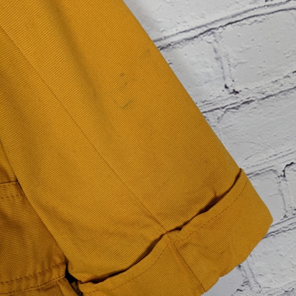 Dressup Mustard Gold Canvas Trench Coat Jacket L - Picture 7 of 13